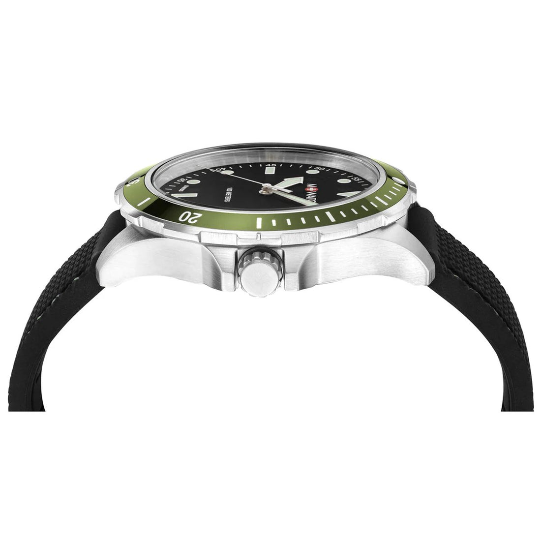 M+Watch by Mondaine Green Bezel Men's watch 42mm