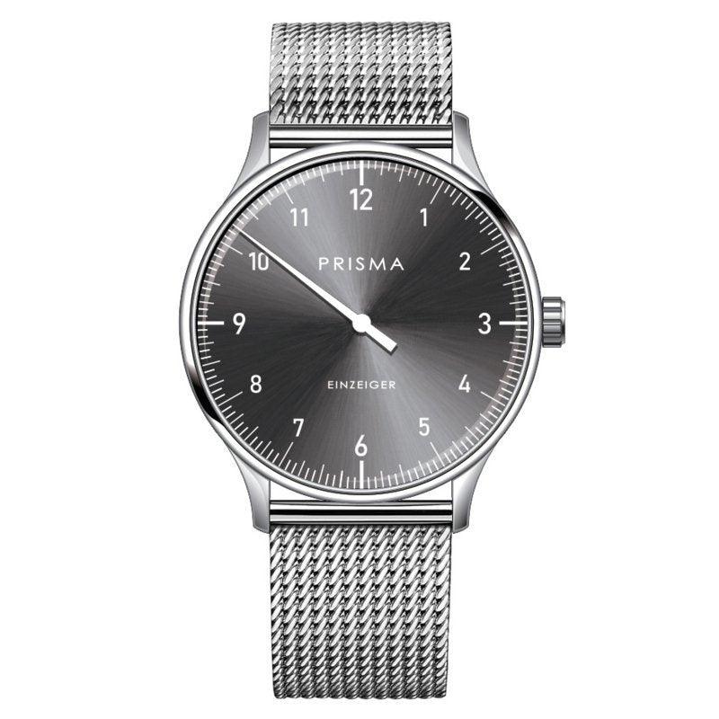 Prisma Design 'Einzeiger' Eenwijzerhorloge Grijs 40mm - horlogeoutlet.nl