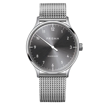 Prisma Design 'Einzeiger' Eenwijzerhorloge Grijs 40mm - horlogeoutlet.nl