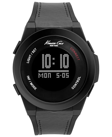 Kenneth Cole Herenhorloge Zwart RVS Silicone - 46-52mm
