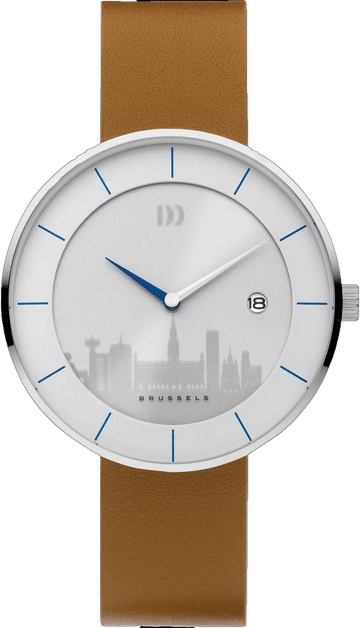 Danish Design Studio Globe Silver/Camel Solar London Skyline Herenhorloge 41mm Staal 11-B1-01 LDN - horlogeoutlet.nl