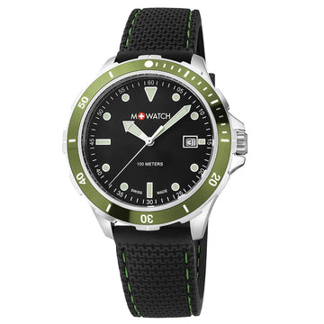 M+Watch by Mondaine Green Bezel Men's watch 42mm