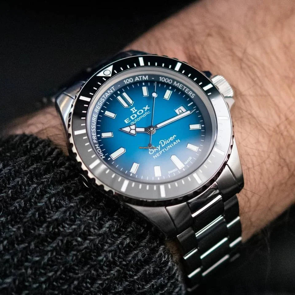 Edox Neptunian 80120 3NM BUIDN Skydiver Men's Diving Watch 44mm