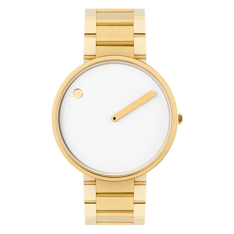 Picto 40mm Designhorloge - Goud Staal - horlogeoutlet.nl