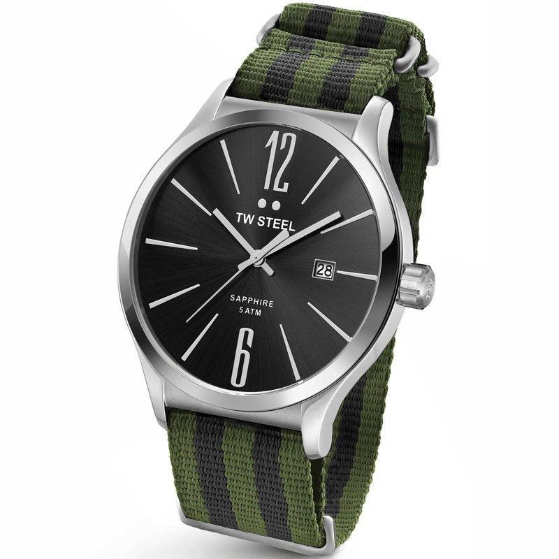 TW Steel TW1326 Slim Line Green Bond NATO Horloge 45mm - horlogeoutlet.nl