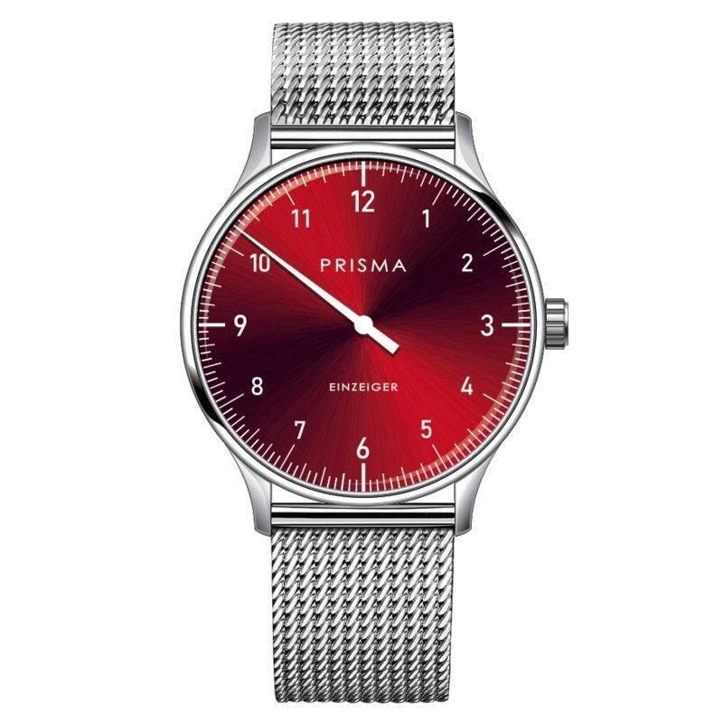 Prisma Design 'Einzeiger' Eenwijzerhorloge Rood 40mm - horlogeoutlet.nl