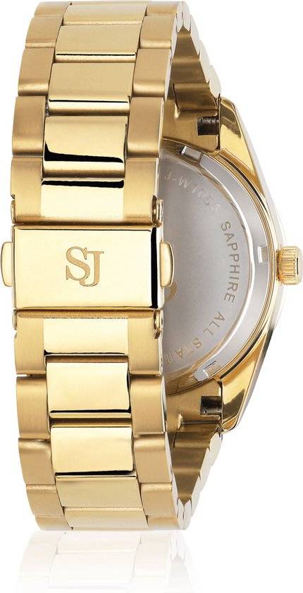 Sif Jakobs Electra SJ-W1052-CZ-YG dameshorloge 36mm in geel goud met stralende stenen en datumweergave. Elegant accessoire voor dagelijks gebruik.