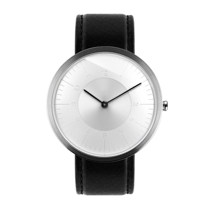 Auteur Watches Moonlight Dawn - Extra Plat Designhorloge Zwart Leer 39mm - horlogeoutlet.nl