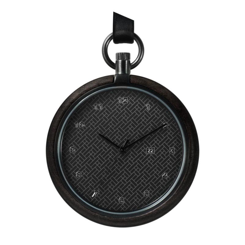 Auteur Watches Memento Midnight - Ebbenhout en Zwart Staal Zakhorloge 44mm - horlogeoutlet.nl