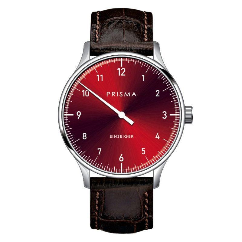 Prisma Design 'Einzeiger' Eenwijzerhorloge Rood 40mm - horlogeoutlet.nl