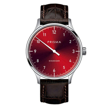 Prisma Design 'Einzeiger' Eenwijzerhorloge Rood 40mm - horlogeoutlet.nl