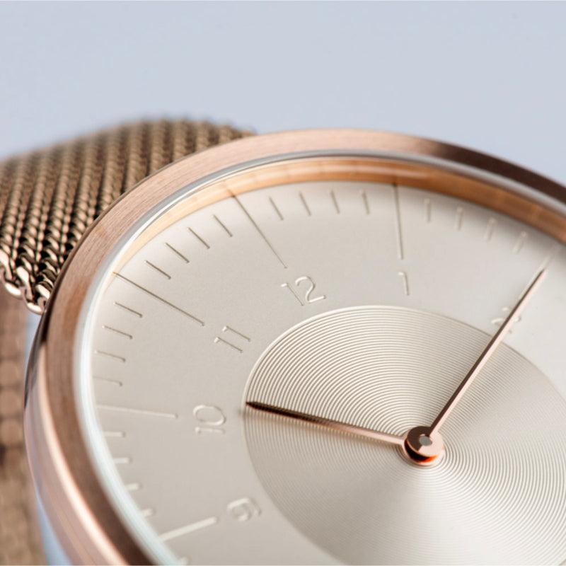 Auteur Watches Moonlight Dusk - Extra Plat Designhorloge Milanese Rose Staal 39mm - horlogeoutlet.nl