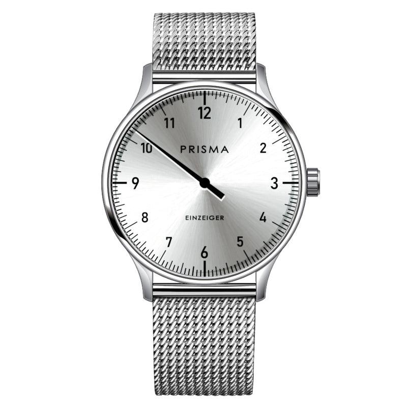 Prisma Design 'Einzeiger' Eenwijzerhorloge Zilver 40mm - horlogeoutlet.nl