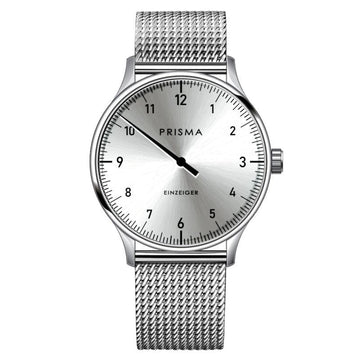 Prisma Design 'Einzeiger' Eenwijzerhorloge Zilver 40mm - horlogeoutlet.nl