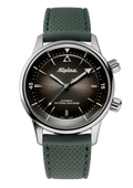 Alpina Heritage Diver 300 herenhorloge 42mm met groene rubberen band en zwart-grijze wijzerplaat. Swiss Made automatisch duikhorloge voor heren.