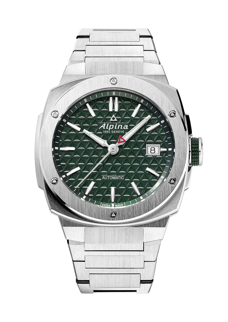 Alpina Automatic Green Dial Herenhorloge met Zwitsers uurwerk en 41mm roestvrijstalen kast. Luxe herenhorloge voor elke gelegenheid.