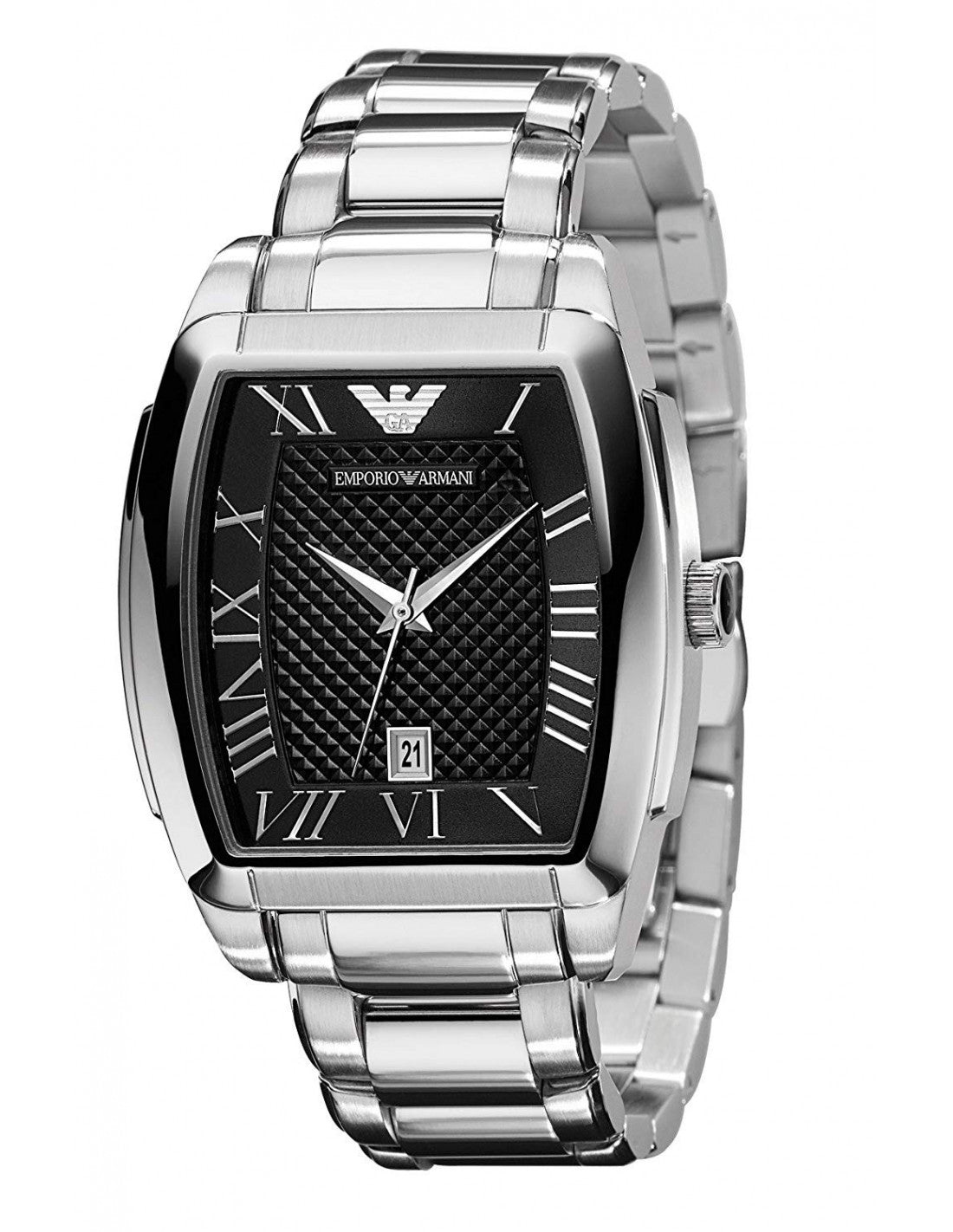 Armani Herenhorloge Zilverkleurig RVS met Zwarte Wijzerplaat 41-45mm