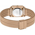 Achteraanzicht van de Esprit Cube Mini Dameshorloge 25mm - ES1L071M0035 met roségouden schakelband en sluiting. Elegant design voor dagelijks gebruik.