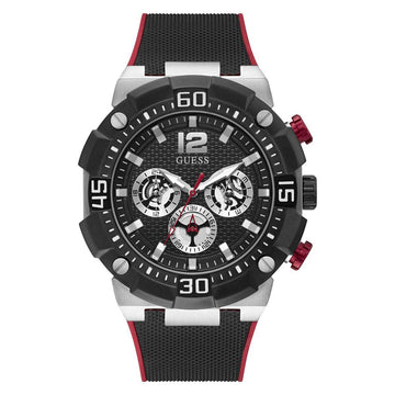 Guess Herenhorloge Zwart Silicone Grijs RVS 46-52mm