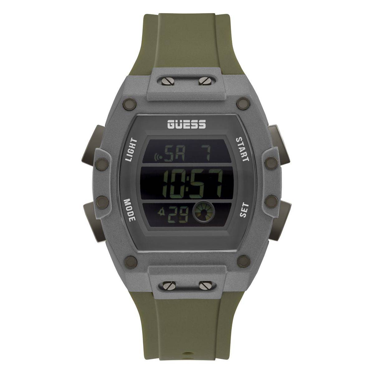Guess Herenhorloge Grijs/Groen Resin Silicone 41-45mm
