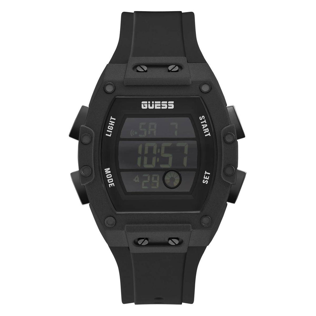 Guess Herenhorloge Zwart Silicone Grijs Resin, 41-45mm