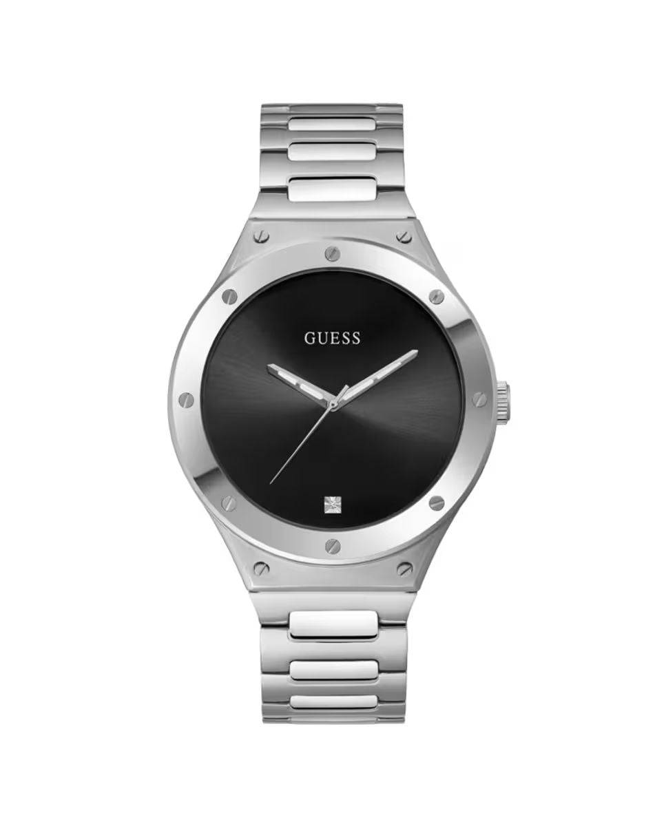 Guess Herenhorloge Grijs RVS Zwarte Wijzerplaat - 41-45mm