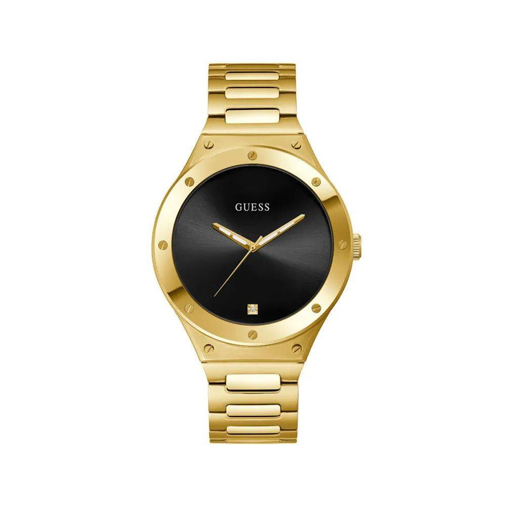 Guess Herenhorloge Goudkleurig RVS met Zwarte Wijzerplaat, 41-45mm