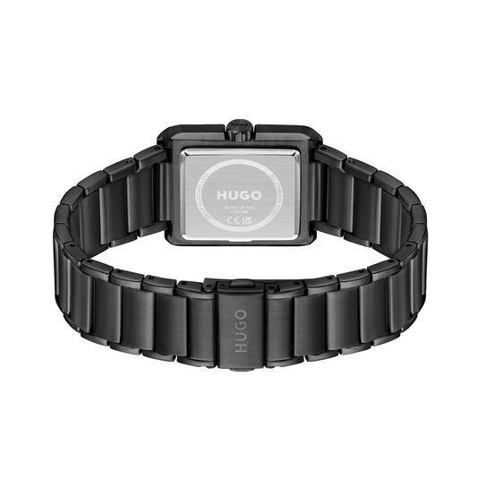 Achteraanzicht van de Hugo Boss Orange Thrive HU1530356 herenhorloge 30x40mm met zwarte roestvrijstalen schakelband. Luxe accessoire voor heren.