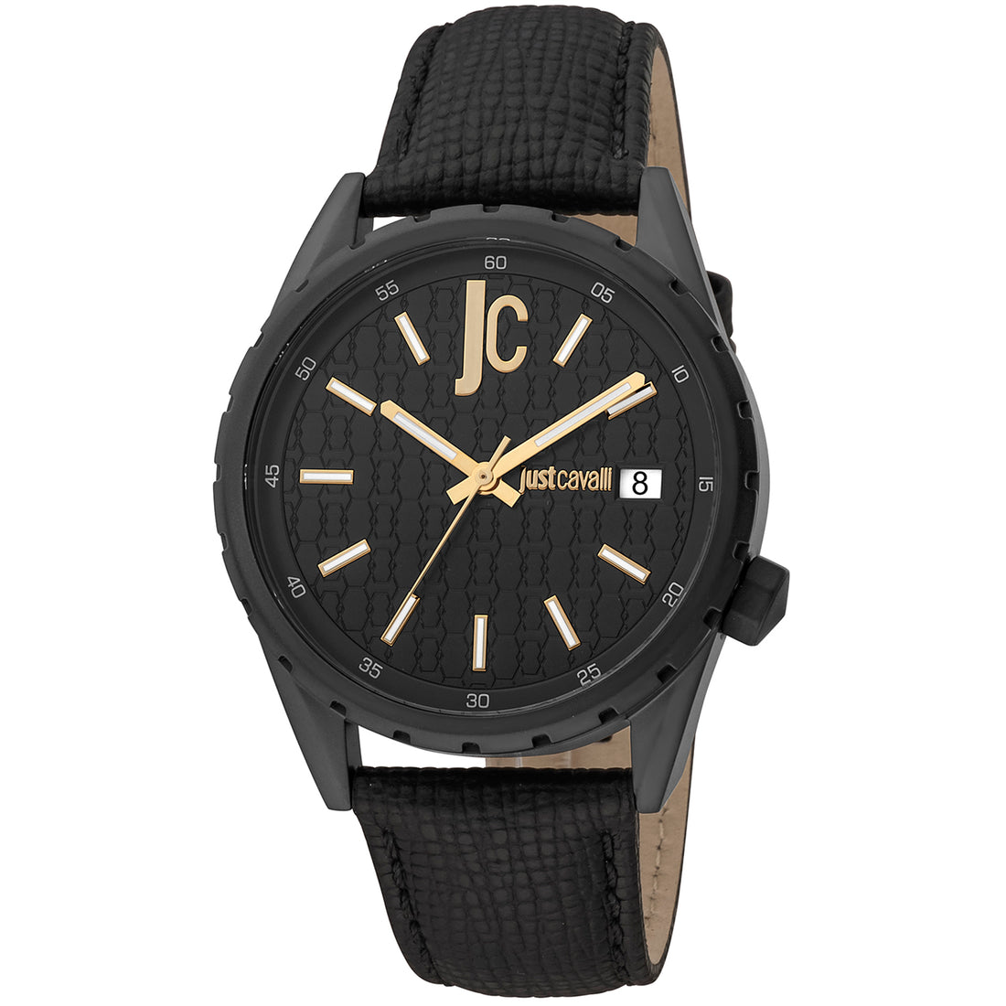 Just Cavalli Herenhorloge Zwart RVS & Leer - Tijdloze Elegantie, 41-45 mm