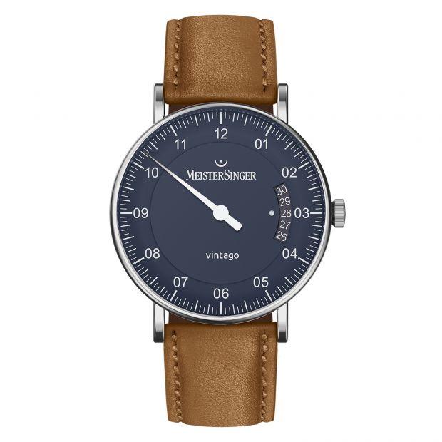 Meistersinger Vintago Horloge Automaat Blauw VT908 - 38mm - horlogeoutlet.nl