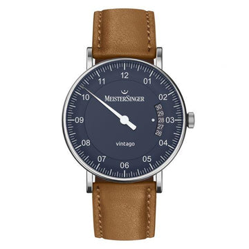 Meistersinger Vintago Horloge Automaat Blauw VT908 - 38mm - horlogeoutlet.nl