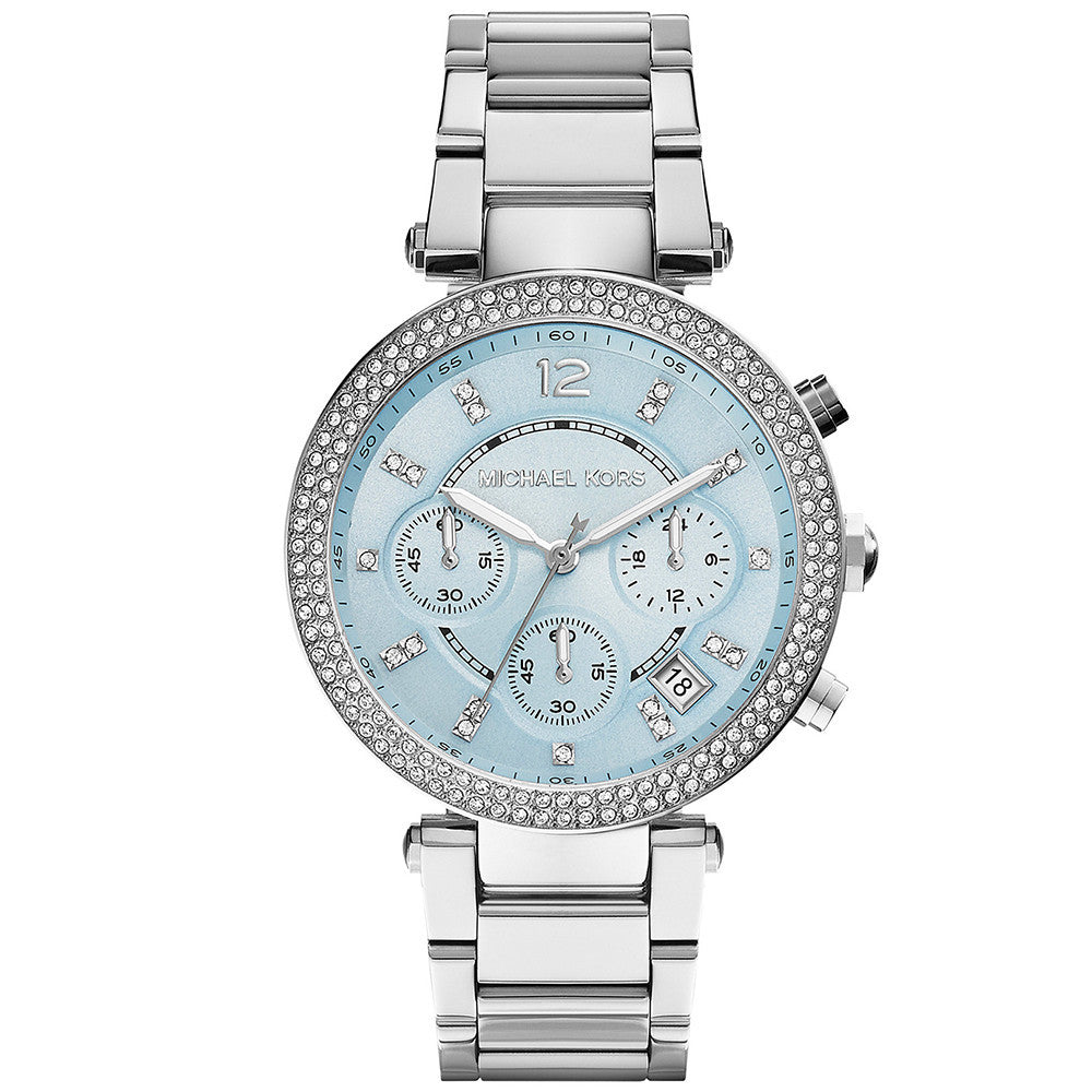 Michael Kors Dameshorloge MK6104 Zilverkleurig/Blauw - Tijdloze Stijl 37-40 mm