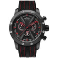 TW Steel TWGT14 Damon Hill Fast Lane Chronograaf Limited Edition herenhorloge 47mm met zwart-rode wijzerplaat en leren band. Luxe Swiss Made horloge voor heren met sportief design en chronograaf functie.