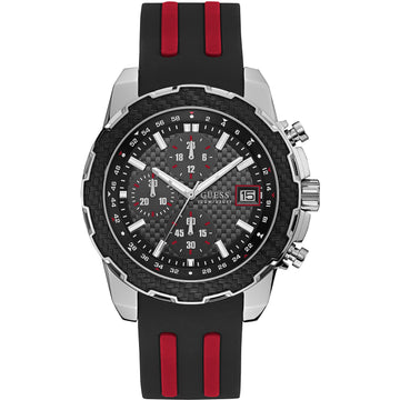 Guess Herenhorloge Zwart/Grijs RVS Silicone 46-52mm