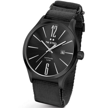 TW Steel TW1318 Slim Line All Black NATO Horloge 45mm - horlogeoutlet.nl