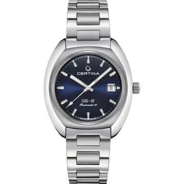 Certina DS-2 C0244071104101 herenhorloge met 40mm kast, blauwe wijzerplaat en roestvrijstalen band. Swiss Made Powermatic 80 uurwerk.