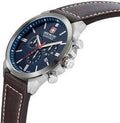 Hanowa Swiss Military CHRONO CLASSIC II 06-4332.04.003.05 herenhorloge met blauwe wijzerplaat, 45mm kast en bruine leren band. Swiss Made DEMO-model.