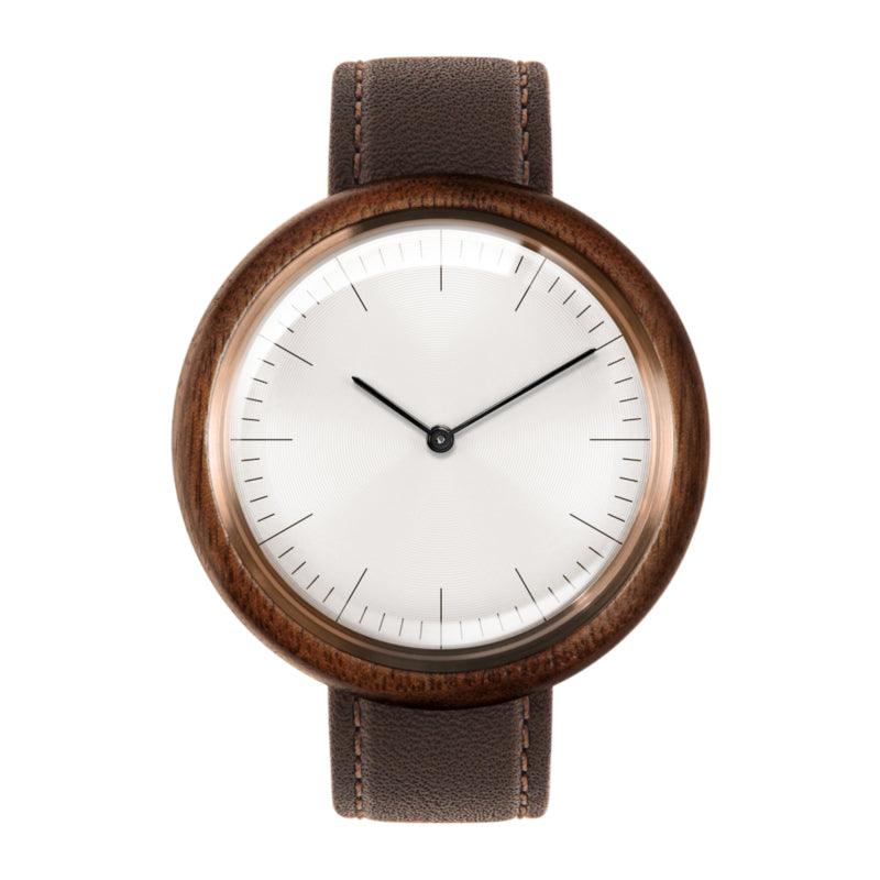 Auteur Watches Revolution III - Swiss Made Houten Herenhorloge Bruin Leer 43mm - horlogeoutlet.nl