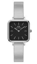 Daniel Wellington Quadro Studio DW00100522 kopen met zilveren mesh band en zwarte wijzerplaat. Elegant dames horloge voor elke gelegenheid.