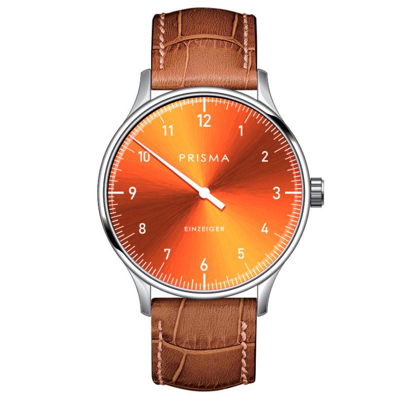 Prisma Design 'Einzeiger' Eenwijzerhorloge Oranje 40mm - horlogeoutlet.nl