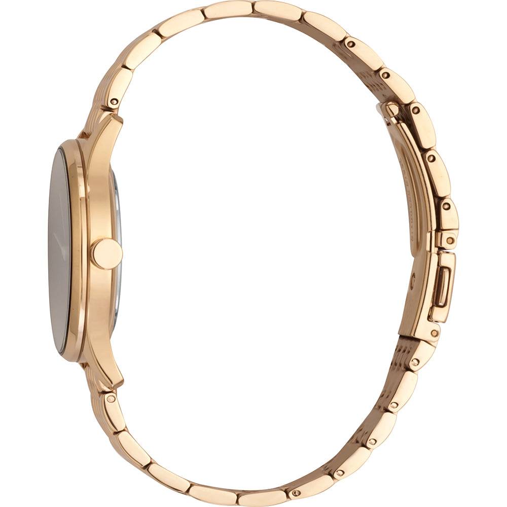 Esprit ES1L029M0065 horloge met roségouden schakelband en grijs gestreepte wijzerplaat, modieus E.ASY damesontwerp van 32mm.