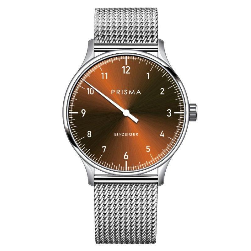 Prisma Design 'Einzeiger' Eenwijzerhorloge Bruin 40mm - horlogeoutlet.nl