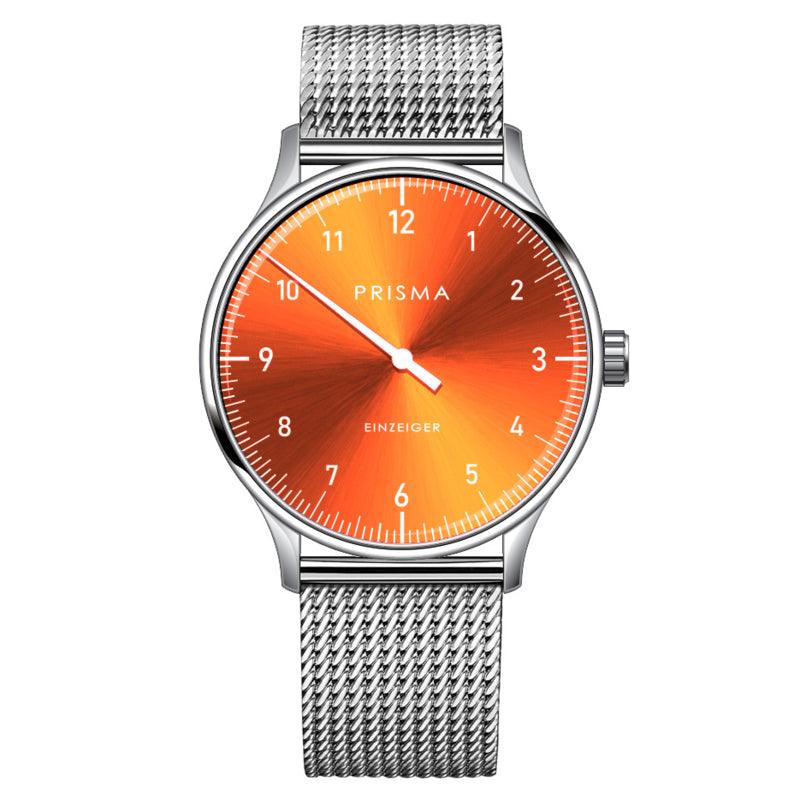 Prisma Design 'Einzeiger' Eenwijzerhorloge Oranje 40mm - horlogeoutlet.nl