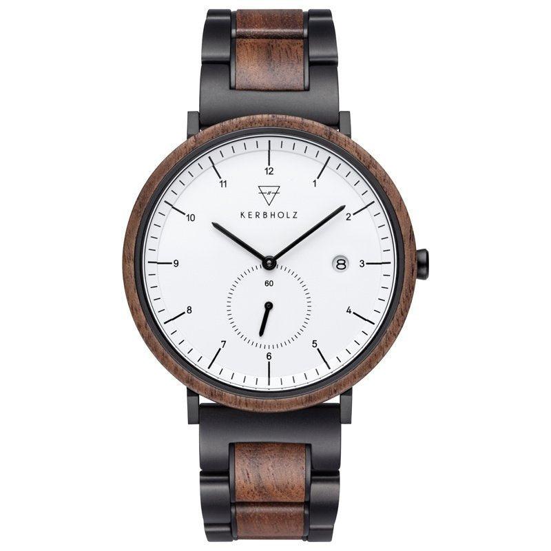 Kerbholz Anton Houten Herenhorloge Walnut Black Steel 42mm - horlogeoutlet.nl