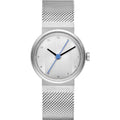 Jacob Jensen dameshorloge JJ791 29mm met zilverkleurige mesh band en minimalistisch design. Elegant en functioneel accessoire.