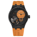 Maurice Lacroix Aikon Master Herenhorloge 45mm met oranje rubberen band en opengewerkte wijzerplaat, Swiss Made automatisch uurwerk.